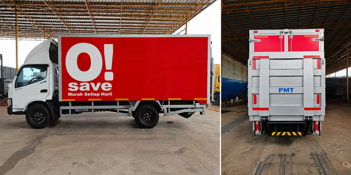 Box aluminium truk dengan tailgate untuk distribusi minimarket